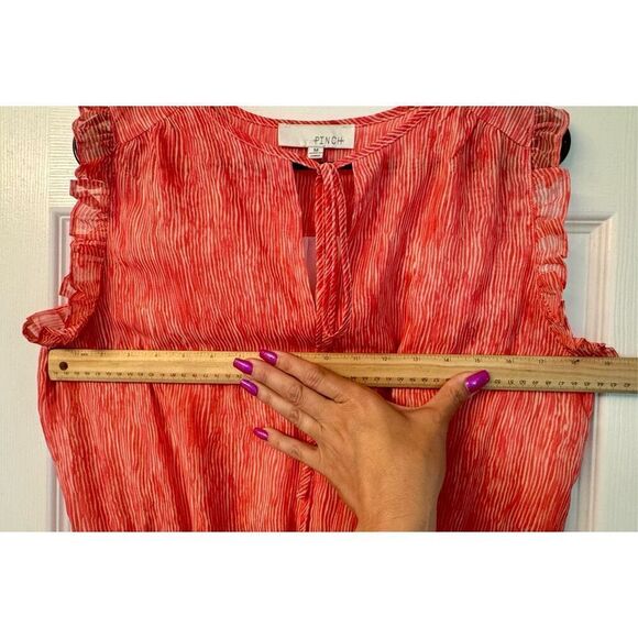 NWOT Pinch Coastal Striped Ruffle Sleeveless Smocked Mid Waisted Dress Women's M - Picture 8 of 9